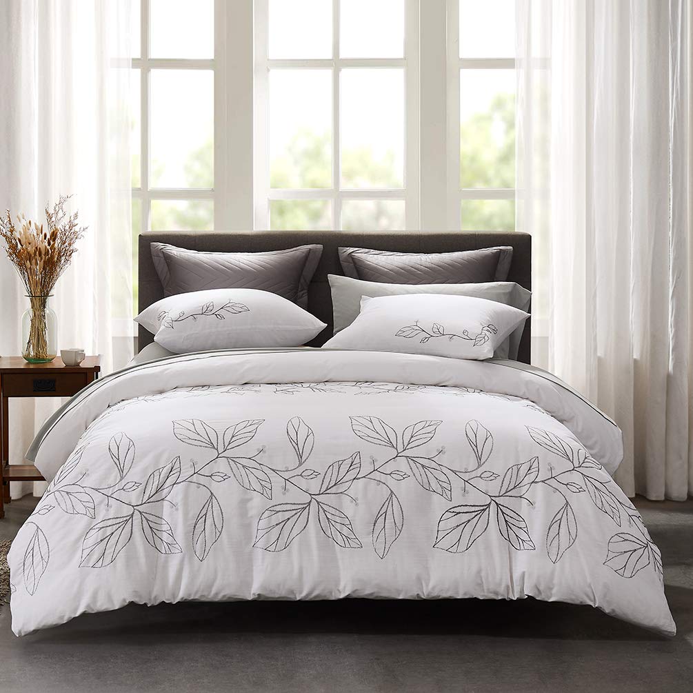 Σετ Παπλωματοθήκης & 2 Μαξιλαροθήκες από 100% Βαμβάκι με Κέντημα