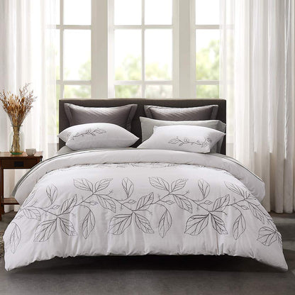 Σετ Παπλωματοθήκης & 2 Μαξιλαροθήκες από 100% Βαμβάκι με Κέντημα