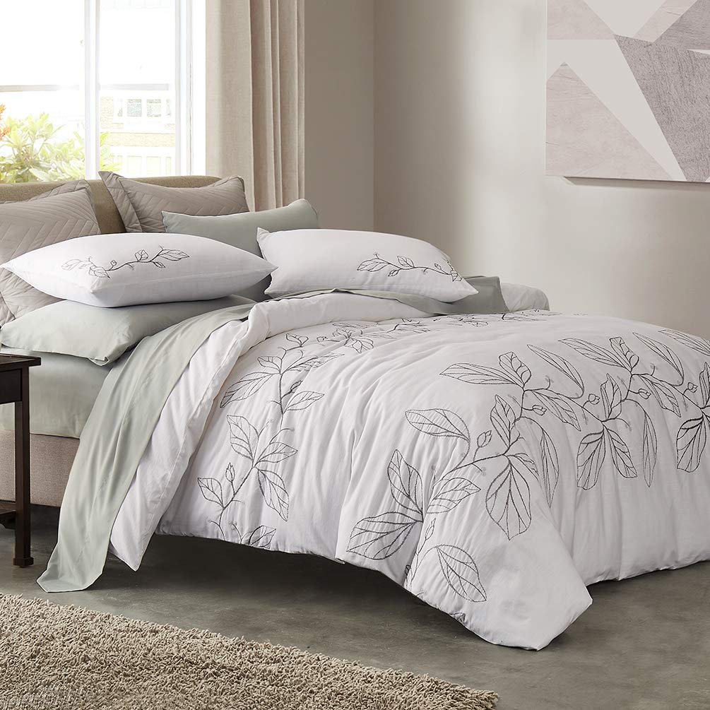 Σετ Παπλωματοθήκης & 2 Μαξιλαροθήκες από 100% Βαμβάκι με Κέντημα