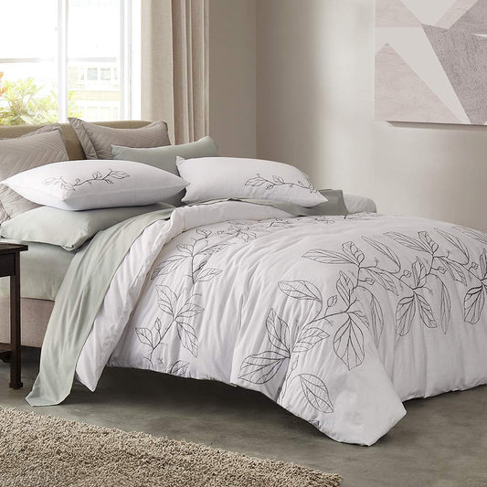 Σετ Παπλωματοθήκης & 2 Μαξιλαροθήκες από 100% Βαμβάκι με Κέντημα