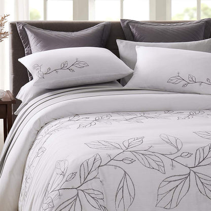 Σετ Παπλωματοθήκης & 2 Μαξιλαροθήκες από 100% Βαμβάκι με Κέντημα